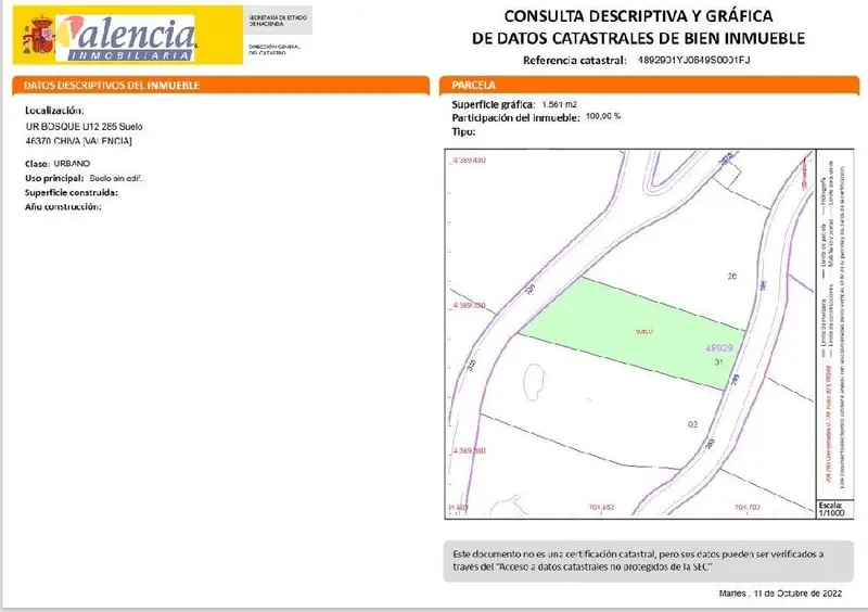 Venta Terreno Urbano Chiva