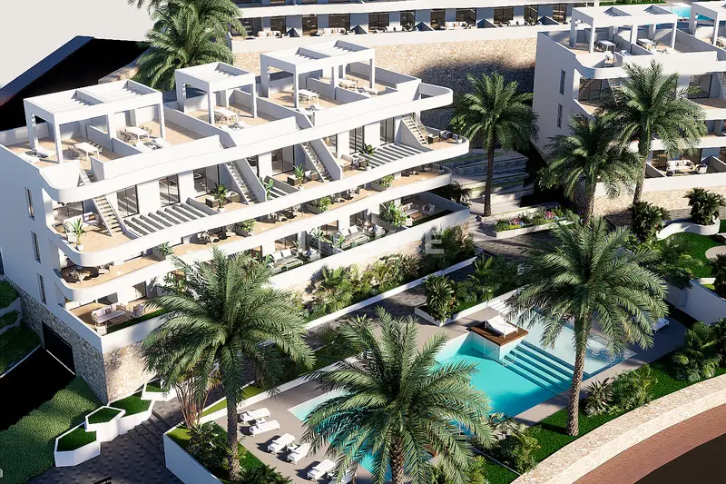 Pisos Contemporáneos en Finestrat con 3 Piscinas y Zonas Comunes