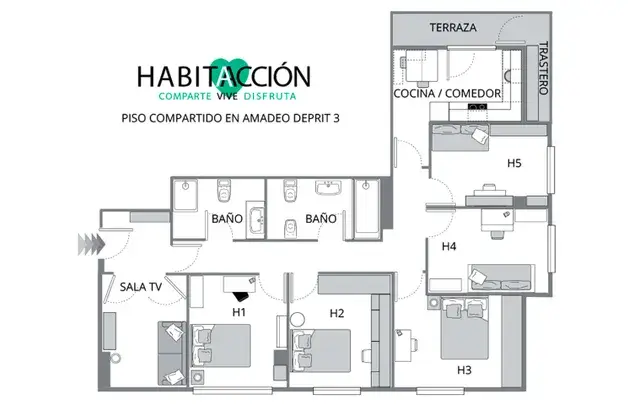 Habitacion 90m2 Bilbao Alquiler Media Temporada