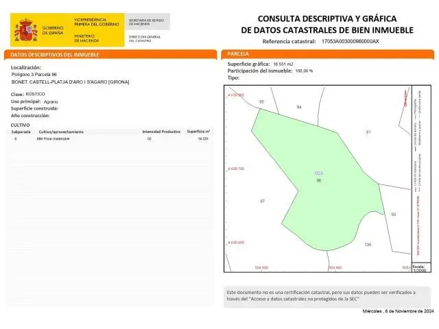 Parcela Rustica en Venta Platja dAro 18551m2