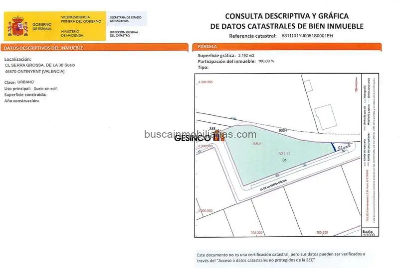 Parcela Urbana en Venta Ontinyent