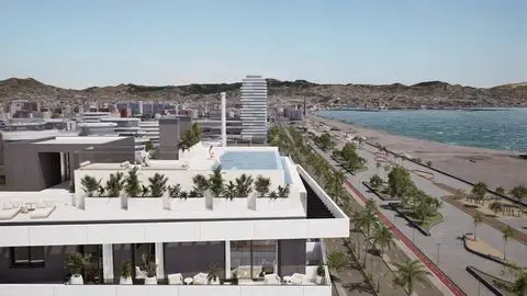 Ático Lujo 2 Dormitorios Málaga: Piscina, Terraza, Vistas al Mar