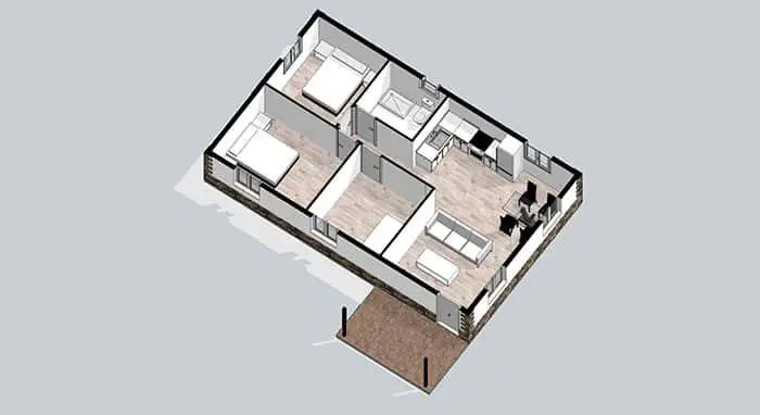 Casa Modular 64m² 3 Dormitorios Eco 7831