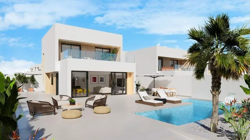 Villa 3 Dormitorios Aguilas Murcia Moderna Piscina Jardin Playa