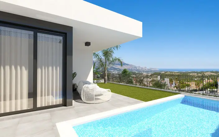 Villa 3 Dormitorios Polop Vistas al Mar Piscina Club Social