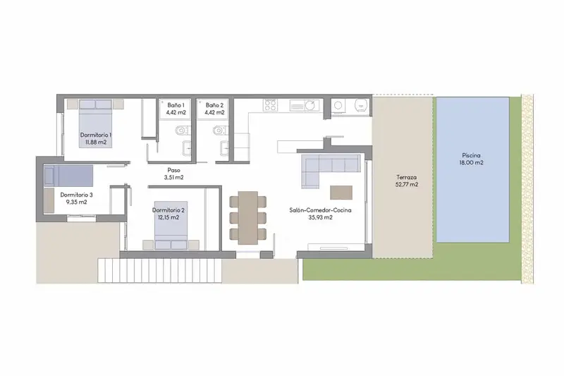 Bungalows y adosados en Finestrat con piscina privada cerca de Benidorm