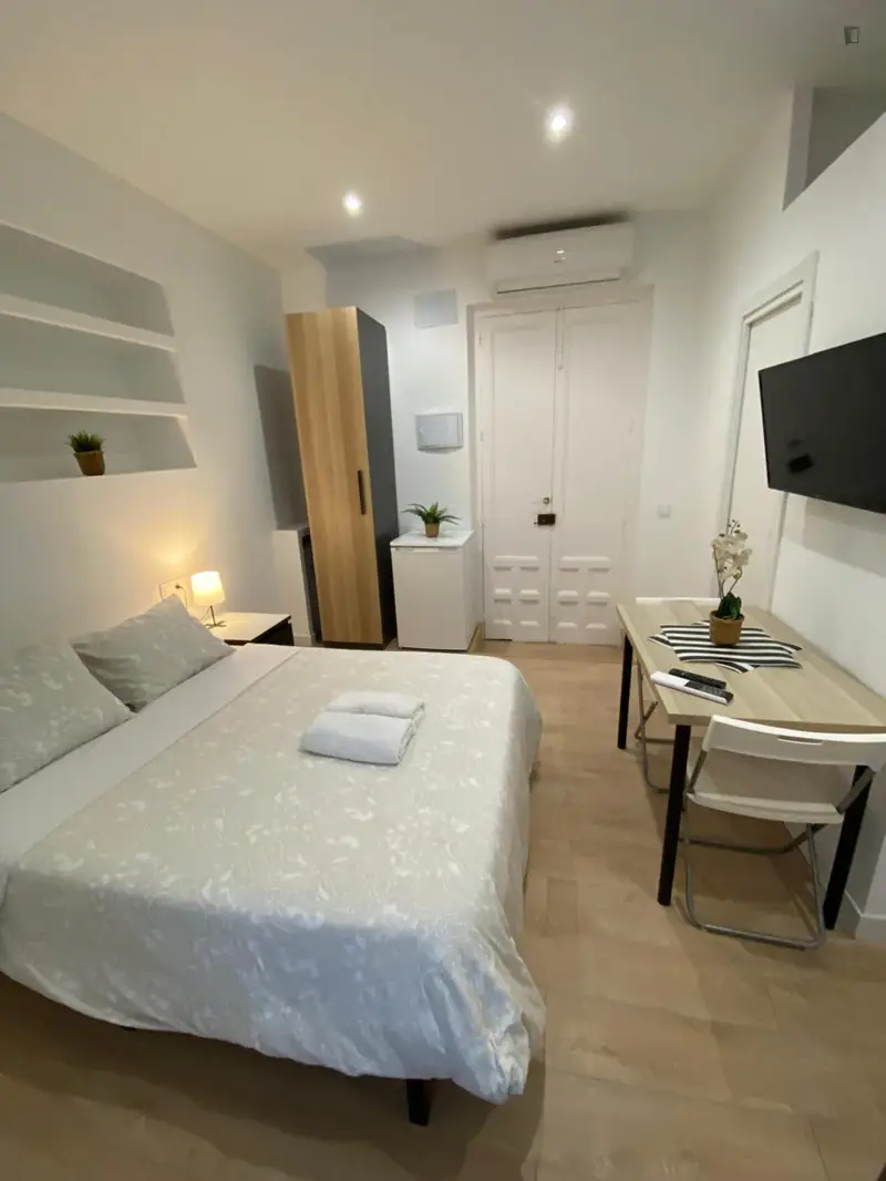 Estudio Moderno en Madrid con Wifi y Cocina Equipada
