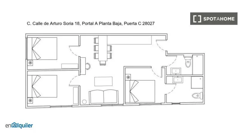 Piso en alquiler de 3 habitaciones en Quintana