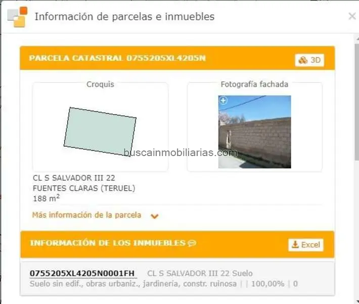 Solar Urbano en Fuentes Claras 188m2