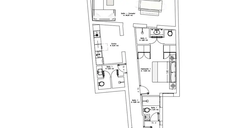Piso en venta Madrid 139m2 2 habitaciones 2 baños