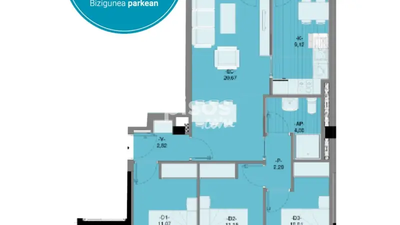 Piso en venta en Elgoibar 3 habitaciones 2 ba	nos terraza