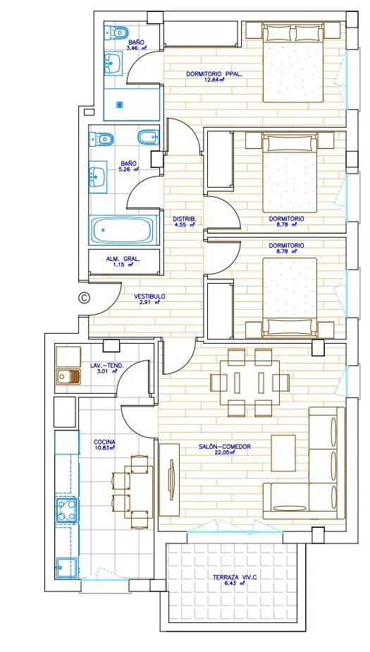 Venta Piso 3 Habitaciones Fontiñas Lugo