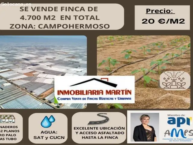 Finca 4700m2 Campohermoso 4400m2 Construidos Invernadero