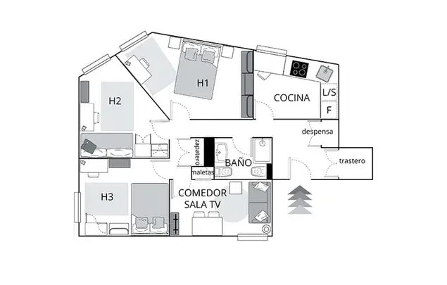 Habitacion 80m2 Bilbao Estancia Media Larga