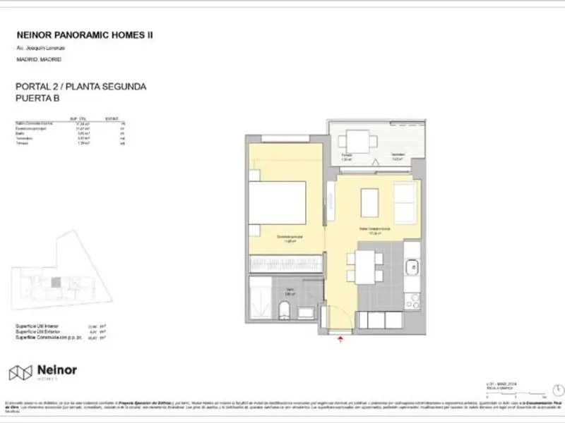 Piso en Venta Madrid Capital 33m2 1 Habitacion Terraza