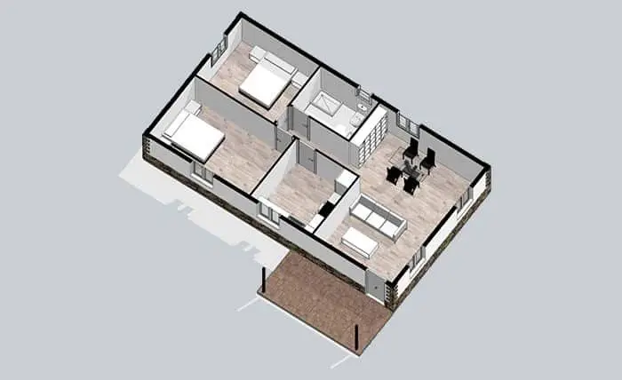 Casa Modular 70m² 2 Dormitorios  ECO 8621