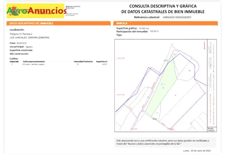 Venta  de Finca de regadío en Zamora