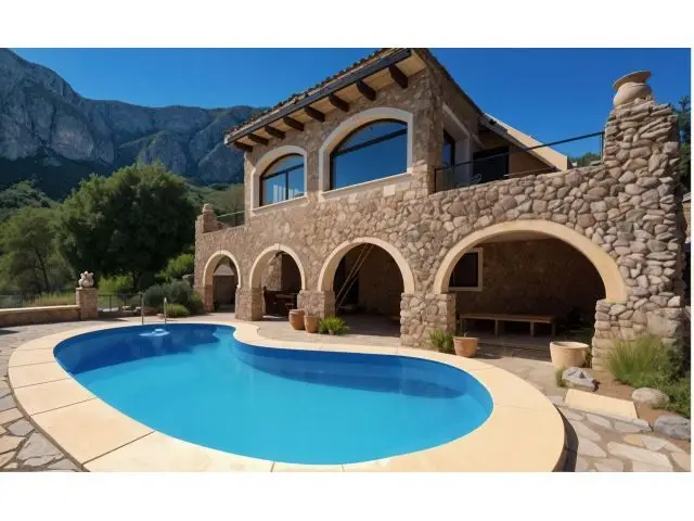 Casa de Piedra en Reserva de Galatzo con Piscina y Placas Solares