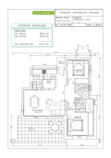Villa de 2 Dormitorios en Tormos Alicante Proyecto de Construccion