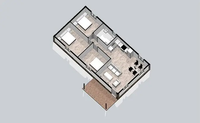 Casa Modular ECO 9331 76m² 3 Dormitorios