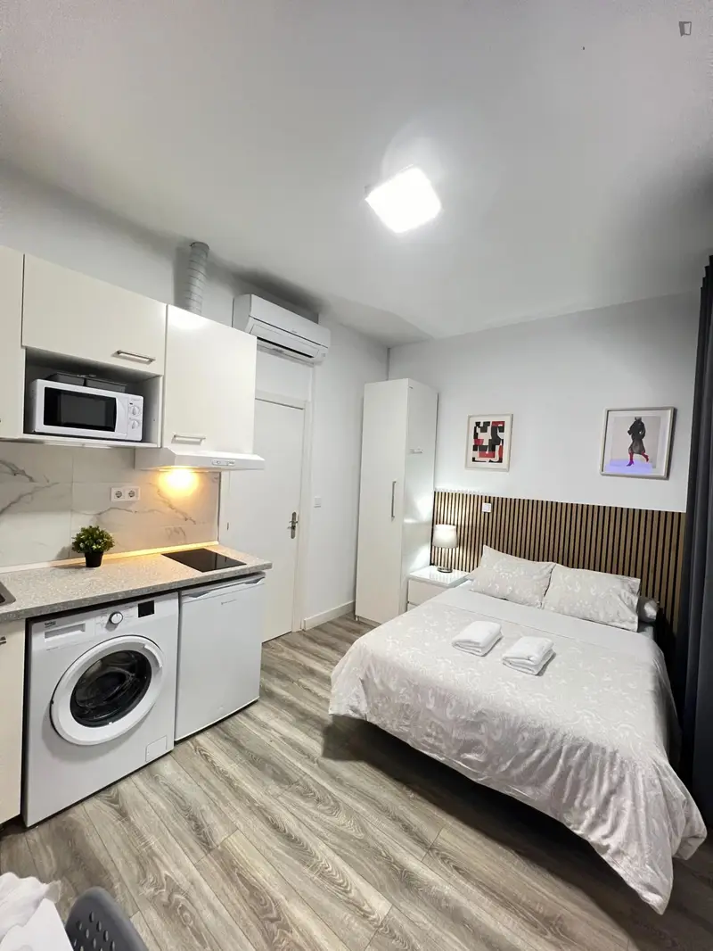 Estudio Moderno en Madrid con WiFi y Cocina Equipada