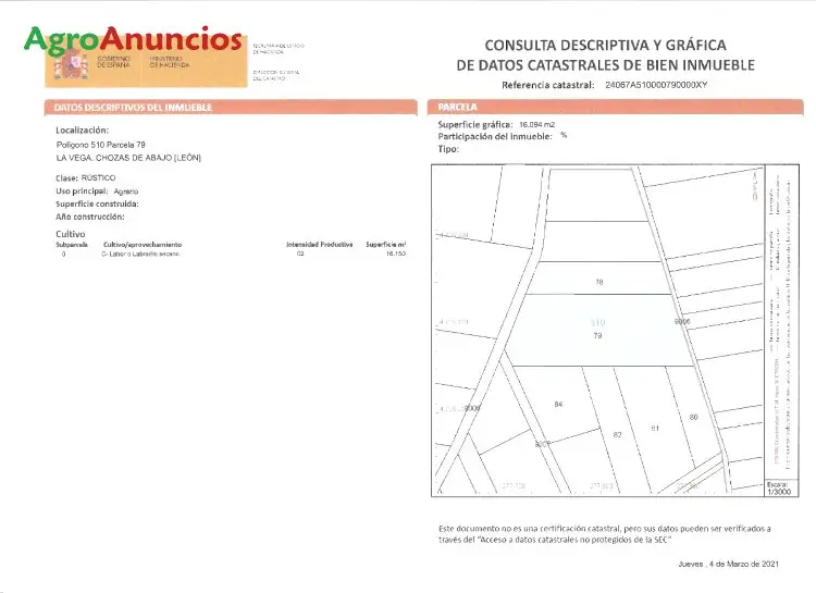 Venta  de Finca rustica con plantación de pinos y encinas en León