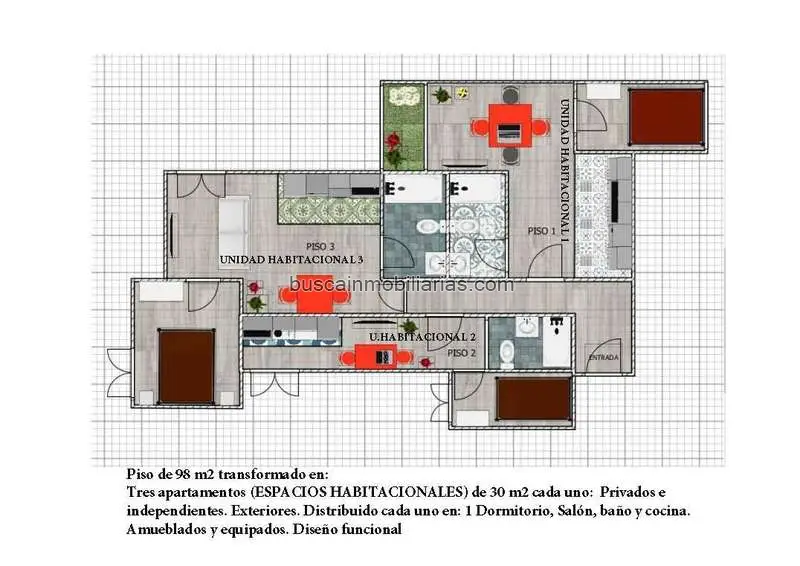 Inversion piso Sevilla 3 apartamentos 8 rentabilidad anual