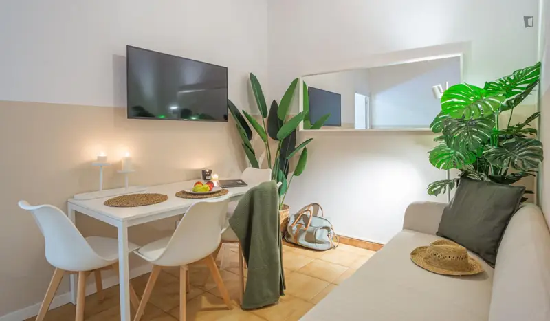 Habitacion Doble en Apartamento con Estilo Wabi Sabi en el Raval