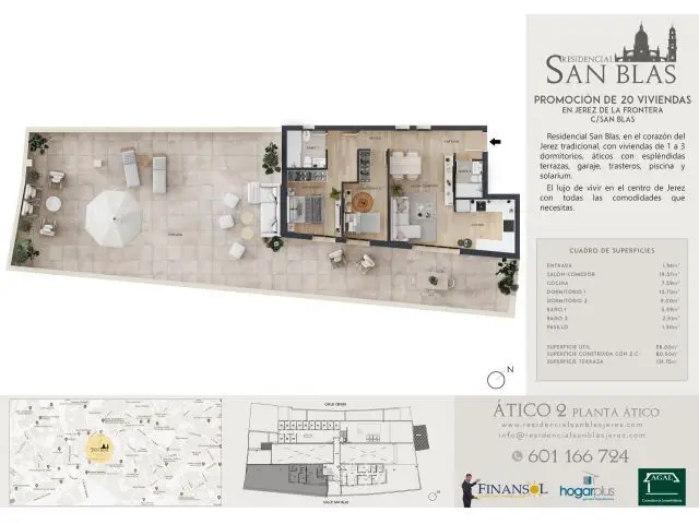 Ático de Lujo en Jerez:  2 Dormitorios, Terraza 132m², Piscina