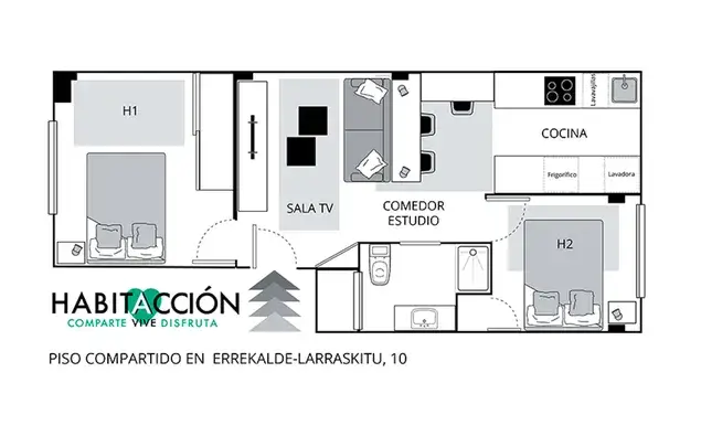 Habitacion 50m2 Bilbao Alquiler Temporada Media Larga