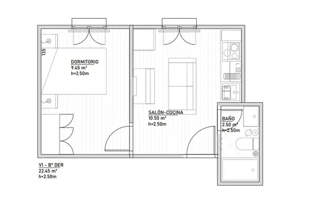Apartamento 2 Dormitorios 23m2 Madrid Alquiler
