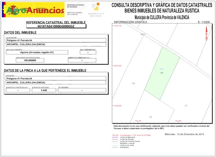 Venta  de Finca de arroz en Valencia