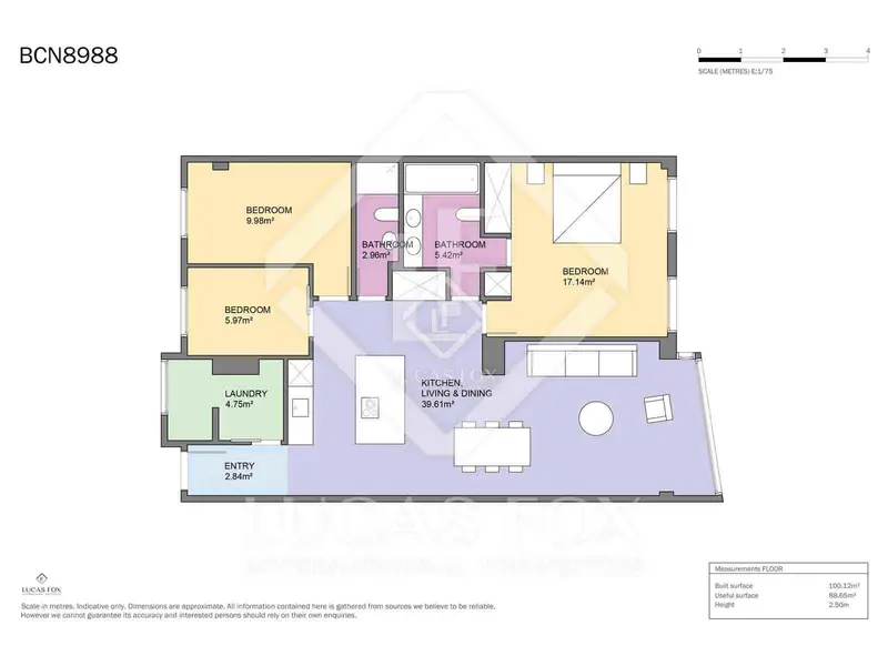 Apartamento en Alquiler Barcelona 100m2 3 Dormitorios Plaza Parking