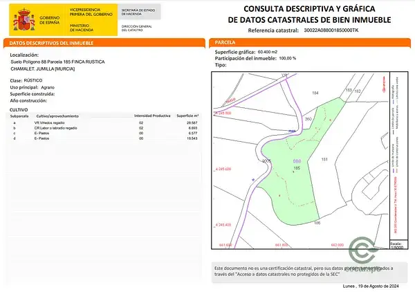Parcela Edificable Jumilla 61000m2 Vinedo Casa 400m2