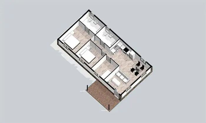 Casa Prefabricada ECO 76m² 3 Dorm 2 Baños