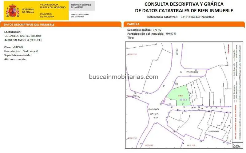 Solar Urbano en Venta en Calamocha Calle Carlos Castel