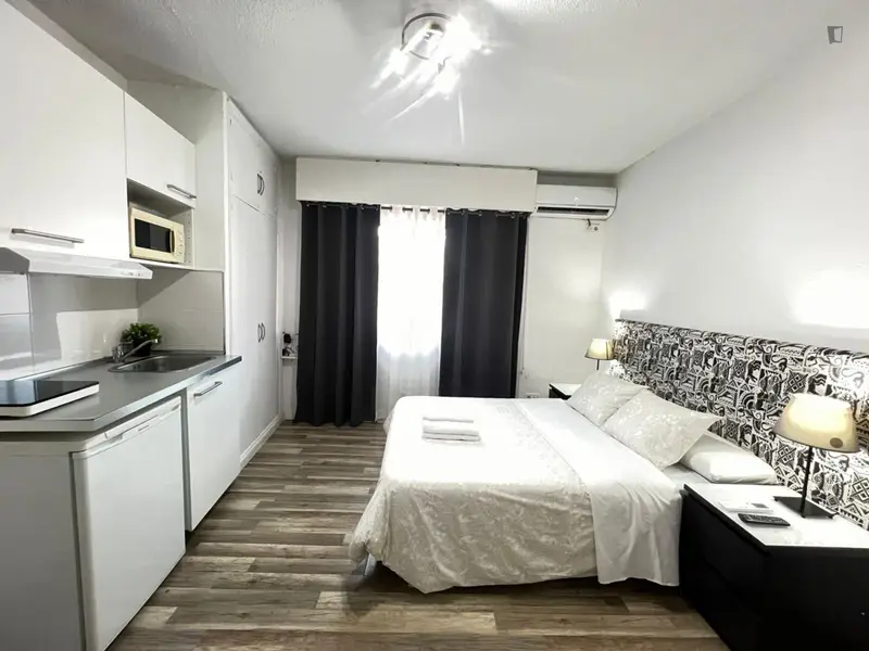 Estudio Moderno en Madrid con WiFi y Cocina Equipada