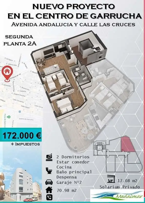Apartamento en Garrucha con Solarium y Vistas al Mar