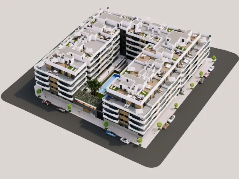 Apartamento 3 Dormitorios Santa Pola Residencial con Piscina y Gimnasio