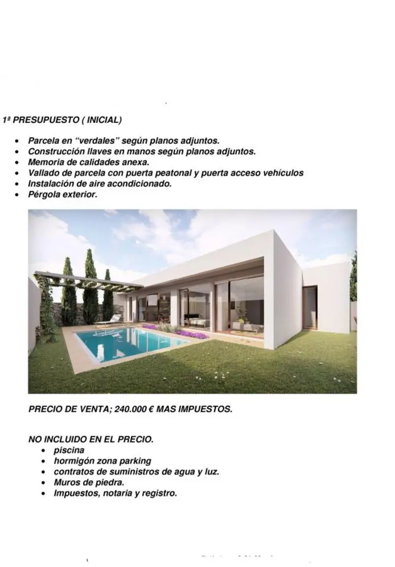 Villa en Pego Diseño Contemporaneo 2 Dormitorios Jardin Piscina Opcional