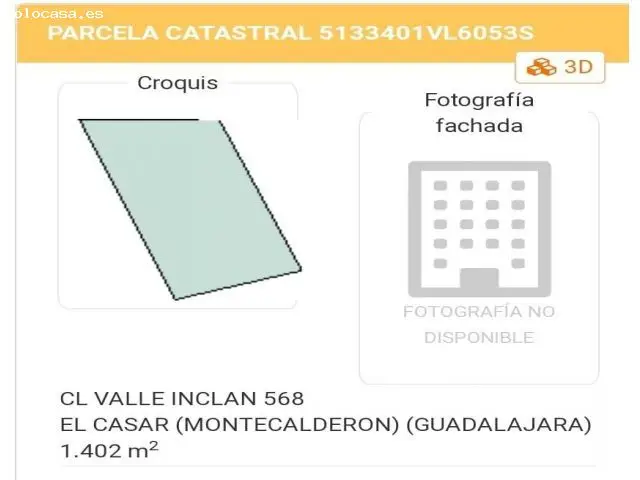 Parcela Urbana 1402m2 Montecalderon Chalet