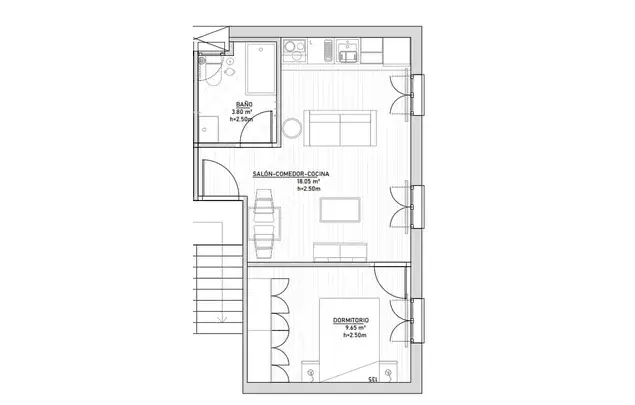 Apartamento 2 Dormitorios 32m2 Madrid Estancia Media Larga