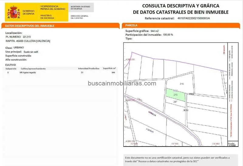 Parcela urbana en venta en Cullera