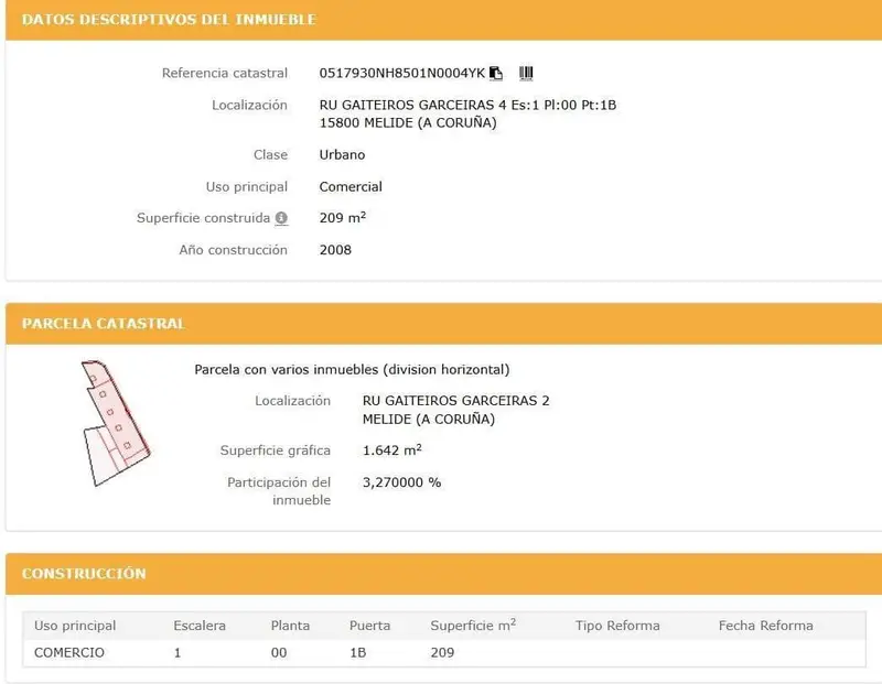 Local Comercial en venta en Melide, A Coruña