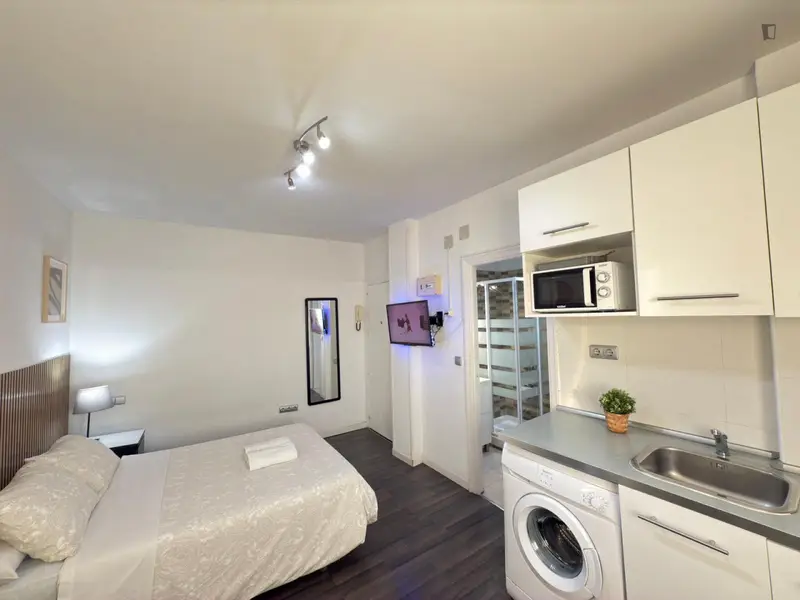 Estudio Moderno en Madrid con Wifi y Cocina Equipada