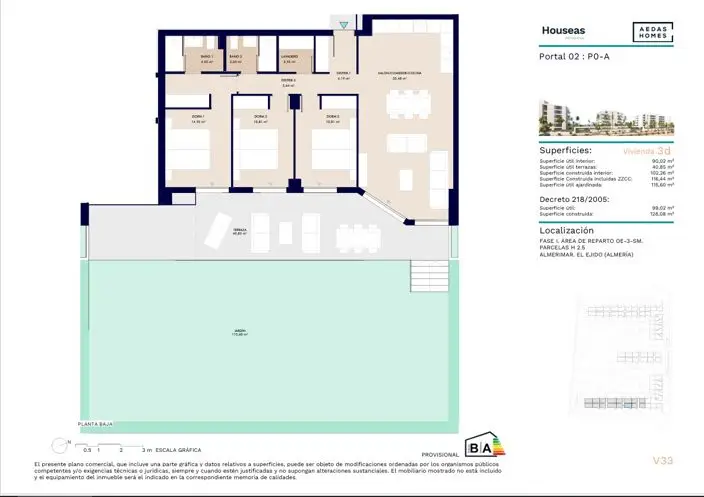Apartamento 3 Dormitorios Almerimar Houseas Jardin Privado