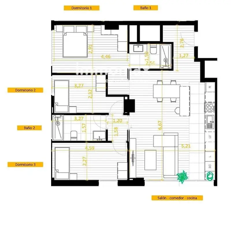 Piso en venta en Sant Marti 3 habitaciones 2 banos 98m2