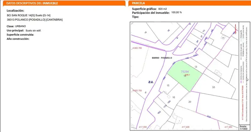 Venta Terreno Rinconeda Polanco 820m2