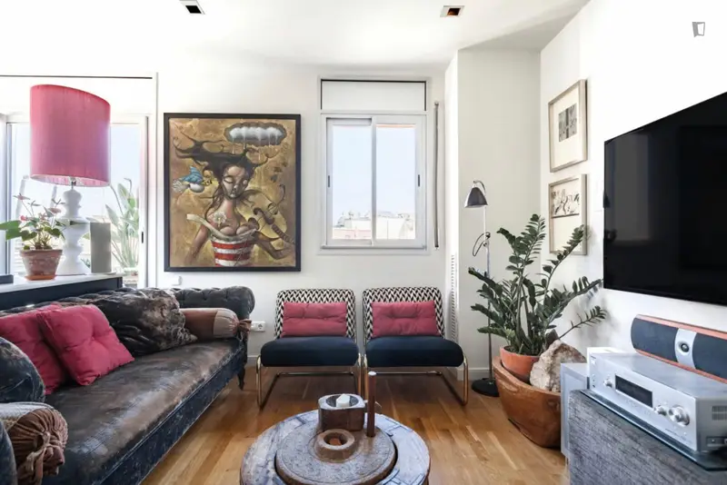 Habitacion Doble con Balcon en Apartamento de Lujo en San Antoni Barcelona