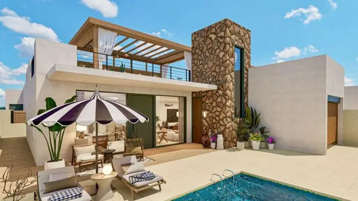 Villa 3 Dormitorios Murcia: Piscina, Terraza y Seguridad 24/7